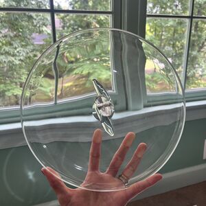Steuben Crystal Canapé Tray Designed by Lloyd Atkins; 10.5” Signed Vintage Good